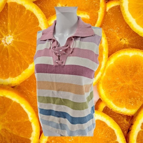 VINTAGE Victoria Jones Colorful Sleeveless Sweater‎ Size M - Picture 4 of 5